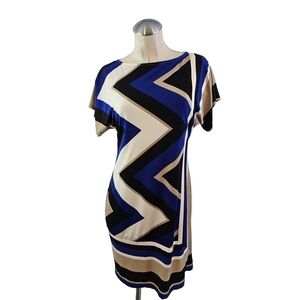 3/$25 Studio One Size S Multi Color Midi Dress Geometric Shift